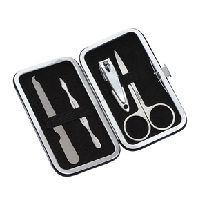 Wholesale 8-Piece German Stainless Steel Manicure Pedicure Kit <b>Nail</b> File Scissor Pusher Beauty Set PU Zipper <b>Case</b> Box Packaging - Product Image 5