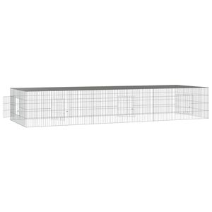 Cage à lapins durable à 3 panneaux en fer galvanisé argenté - Product Image 4