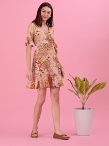 Wholesale Best Price Eco-Friendly Floral Print Fit Flare Midi New Women's Formal V-neck Loose Elegant <b>Bell</b> Natural Waist Sleeve - Product Image 4