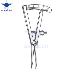 Calibrador Castroviejo de 8 cm / 3-1/4 Pulgadas, Curvo, Rango de Medición de 20 mm, Precisión, Acero Inoxidable, Oftálmico, Quirúrgico - Product Image 2