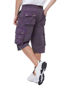 Shorts cargo décontractés d'été pour la randonnée, taille élastique, décoration numérique vintage, couleur unie, longueur genou, tricoté - Product Image 6