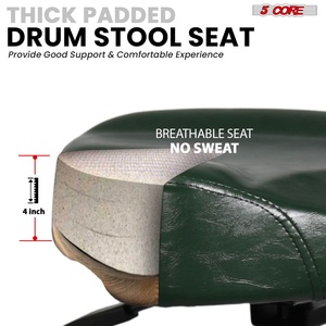 5 Core <b>Drum</b> Throne w Backrest 4" Padded Stool Adjustable 24.5" Drummer Chair w 441Lb Capacity - Product Image 2