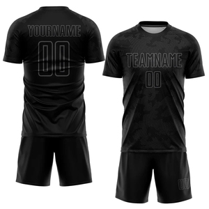 Custom Sublimated Soccer Jersey Set Blue Black Crew Neck Short Sleeve Moisture Wicking Adult Men Team Name - Product Image 2