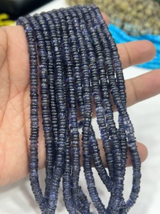 Perles de pierres précieuses de haute qualité pour la fabrication de bijoux, 17 pouces, Iolite bleue naturelle, forme Heishi lisse, taille 6-7 mm - Product Image 5