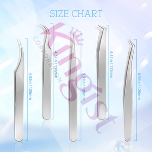 2026 New Style Fine Quality Stainless Steel Eyelash Tweezer Set Wholesale with Pointed Straight and Curved Tweezers - Product Image 4