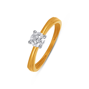 Anillo de Diamantes Solitario Luna Petite, Anillo de Compromiso de Diamantes Solitario de Corte Redondo de Lujo para Mujer, Oro Amarillo de 18K - Product Image 1
