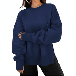 Sudadera de Manga Larga de Alta Gama para Mujer, Cuello Redondo, Color Sólido, Estilo Hip Hop, Transpirable, para Invierno, Otoño y Primavera, Suministro ODM - Product Image 6