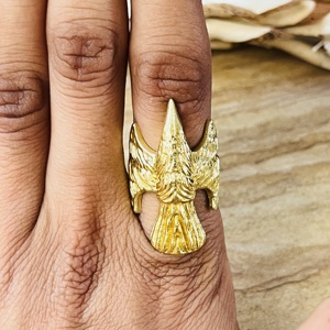 Bague Aigle Gothique Tendance pour Homme, en Laiton Plaqué Or 18 carats, Style Bohème, Motif Oiseau, Bijou de Motard, Bague Vintage Spectaculaire, Vente en Gros - Product Image 3