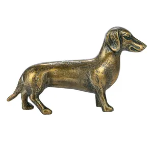 Escultura Metálica Contemporánea de Primera Calidad con Forma de Dachshund, Color Dorado Pulido, Adorno Artístico para Decoración de Interiores de Villas y Casas - Product Image 6