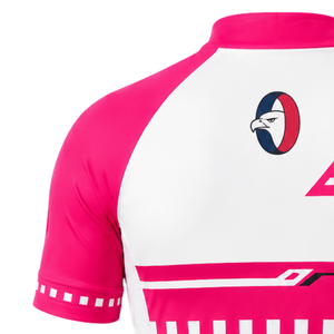 Maillot de Ciclismo Rosa Intenso y Blanco de Manga Corta con Cremallera Completa, Transpirable, de Secado Rápido, Ligero, para Ciclismo de Carreras - Product Image 4