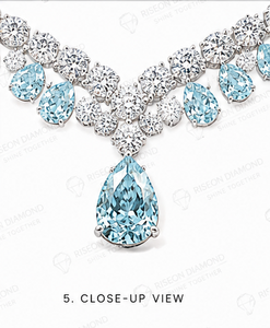 Elegante Collar de Oro Blanco con Diamantes Azules en Forma de Pera, Diamante Redondo Central de 18K, Joyería Fina de Lujo para Novia, Cóctel, Estilo Real, Hecho a Mano - Product Image 5