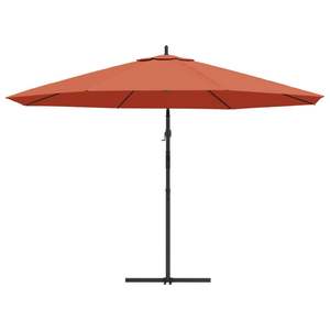 Parasol de jardin cantilever avec mât en aluminium de 350 cm, parapluie de terrasse en terre cuite et base - Product Image 5