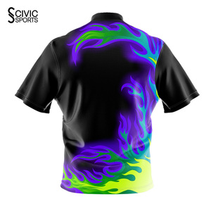 Maillot de bowling personnalisé en polyester avec fermeture éclair quart de tour, logo imprimé par sublimation, respirant, vente en gros - Product Image 4