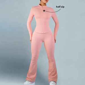 Ensemble de vêtements de sport respirants avec logo personnalisé, leggings longs pour le yoga, ensemble de pantalon et soutien-gorge de fitness pour femmes - Product Image 3