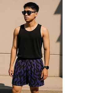 Pantalones Cortos de Verano para Hombre, Transpirables, con Diseño de Llamas, Cierre con Cordón, de Tela de Lana Peinada, para Gimnasio, Correr, de Secado Rápido - Product Image 2