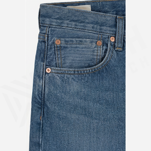 Jean en denim délavé coupe droite pour homme, taille haute, coupe régulière, en coton tissé uni, style décontracté automne - Product Image 5