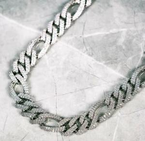 925 Sterling <b>Silver</b> 14K White Gold Men's <b>Cuban</b> <b>Chain</b> 18mm, 22inchVVS1 Moissanite Diamond Pendant Charm Excellent Touch - Product Image 4