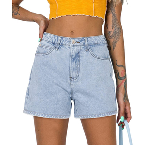 New OEM <b>High</b> <b>Waist</b> Light Blue Denim <b>Shorts</b> With Button Closure Vintage Casual Summer Style Women's Straight Leg <b>Jean</b> <b>Short</b> - Product Image 1