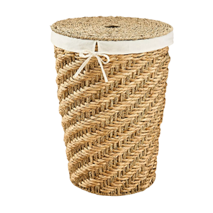 Premium Seagrass Water Hyacinth Storage Basket Large Size, Vietnam Handwoven <b>Laundry</b> Hamper with Lid, Nice Style Wholesale - Product Image 1