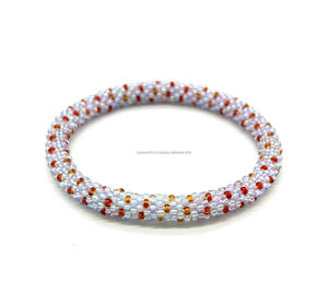 Iridescent Seed Bead Crochet <b>Charm</b> <b>Bracelet</b> Handmade Seawater Pearl Beaded Stretch Jewelry Colorful Luxury Design Custom Gift - Product Image 1