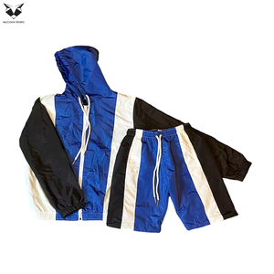 Veste et short coupe-vent décontractés, style hip-hop moderne, pour l'extérieur, avec empiècements contrastants, color-block personnalisé, respirants et résistants à l'eau - Product Image 3