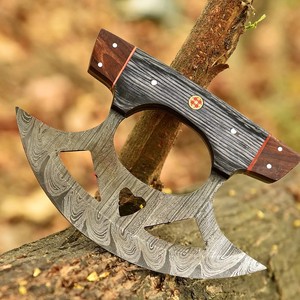 Cuchillo de Cocina Profesional Personalizable de Acero de Damasco, Hoja Ulu Recta, Mango de Madera, Funda y Soporte de Madera, Servicio ODM/OBM OEM - Product Image 5