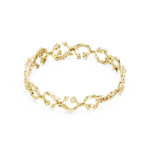 Bracelet Vintage à Motifs Floraux et Diamants, Or Jaune Massif 9K 10K 14K 18K, Diamant CVD Cultivé en Laboratoire VVS DEF, Bracelet à Maillons - Product Image 3