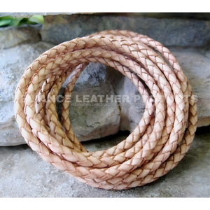 Wholesale 3mm Antique Natural Braided <b>Leather</b> Cord Vintage Bolo <b>Leather</b> Rope Genuine Cowhide Jewelry Making Cord Supplier - Product Image 3