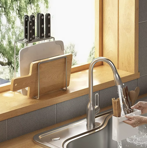 Support mural double niveau en acier inoxydable pour couteaux de cuisine et baguettes, organisateur de rangement OEM/ODM Vietnam - Product Image 5