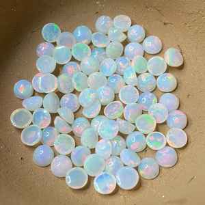 Lot de cabochons ronds en opale blanche éthiopienne, qualité gemme naturelle, opale de feu fine pour la création de bijoux - Product Image 1