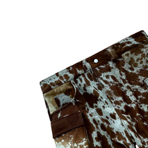 Pantalones Cortos de Cuero Vacuno con Pelo para Hombre, Estilo Vaquero Occidental, Moda Urbana de Lujo, Pantalones Cortos de Cuero Genuino - Product Image 5