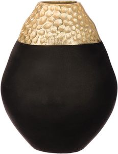 Vase de table moderne en métal noir au design géométrique fait main, forme sculpturale décorative, style sans effort - Product Image 1