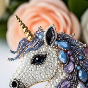 Unique Designer Embroidery Beaded Brooch Featuring Intricate Handcrafted Needlework and Beads Handmade Embroidery Beaded Brooch - Product Image 2