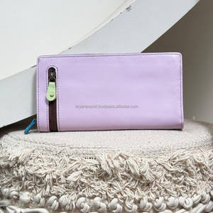 Cartera de mano multifuncional con cremallera a la moda, cartera larga de cuero multicolor, monedero de cuero reciclado, cartera plegable para mujer - Product Image 4