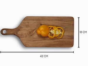 Planche à découper en bois élégante, épaisse et durable, compatible couteaux, finition lisse avec poignée, design élégant à grain de bois, idéale pour la cuisine - Product Image 6