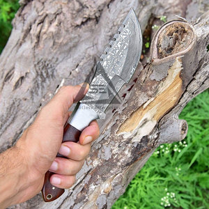 Couteaux à lame fixe personnalisables en acier Damas inoxydable avec manche en bois, garantie 3 ans, support OEM, haute qualité, meilleur choix - Product Image 4