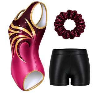 Justaucorps de gymnastique vert personnalisé avec strass, impression par transfert thermique, uniforme de compétition et d'entraînement pour la gymnastique artistique - Product Image 3