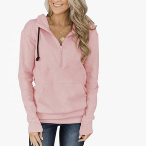 Sweats à capuche à manches longues pour femmes, tricotés et décontractés, avec fermeture à glissière - Product Image 1