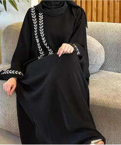 2026Best Selling Solid <b>Kaftan</b> Abaya Handmade Turkish Floor Length <b>Long</b> Sleeve V Neck Regular Fit Casual Evening Prayer Ramadan - Product Image 4