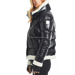 <b>Men's</b> Hooded Stand Quilted <b>Puffer</b> <b>Jacket</b> Breathable Woolen Fabric 100% Polyester Finished Lightweight Cozy Winter Front - Product Image 3