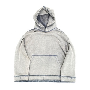 Ropa de calle personalizada con capucha desgastada en blanco de gran tamaño French Terry Heavyweight Vintage Acid Wash Sun Faded Hoodie - Product Image 2