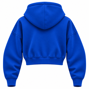 Hoodie d'hiver surdimensionné à épaules tombantes pour femme, bleu royal premium, personnalisé, fermeture éclair, design personnalisé, 100% coton molletonné - Product Image 2