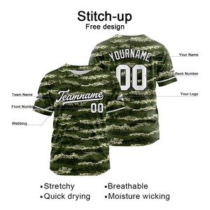 Uniforme de Béisbol Personalizado al por Mayor, Sublimado, Cuello en V con Botones, 100% Poliéster, Secado Rápido, Transpirable, Manga Corta - Product Image 2