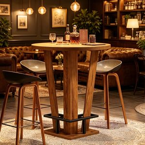 Tavolo da Bar Moderno Minimalista in Design Vintage per Casa, Hotel, Caffè, Uso Esterno e Banchetti, Realizzato in Legno e Acciaio - Product Image 5