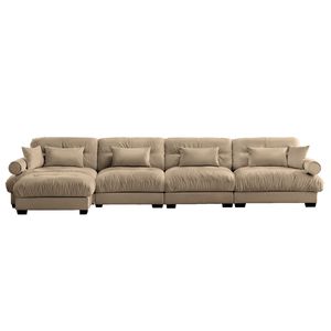Divano Angolare Moderno in Velluto a Forma di L, Convertibile, Profondo, 4 Posti, Modulare, Comodo, Imbottito per Soggiorno - Product Image 4