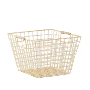 Cesta de alambre de Metal dorado personalizada para el hogar, nuevo diseño, alta calidad - Product Image 1