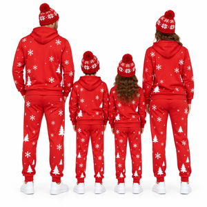 Conjunto de Chándal Navideño Familiar al por Mayor: Sudadera con Capucha y Pantalones Jogger con Estampado Gráfico, Color Sólido, Conjunto de Dos Piezas Personalizado para Fiestas Familiares - Product Image 2
