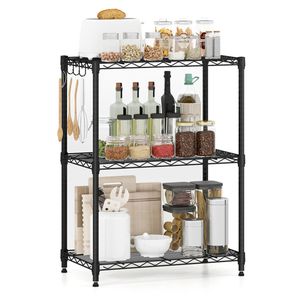 Libreria Industriale Nera a 3 Ripiani con Protezioni Anti-Caduta, Capacità 33 Libbre per Ripiano, Organizzatore per Stoccaggio - Product Image 4