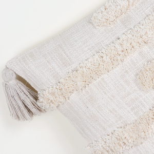 Hand Tufted Texture Boho Off-White and Ivory Fringe <b>Cushion</b> Cover Handmade Decorative Pillow Case for Sofa Bedroom Living Room - Product Image 4