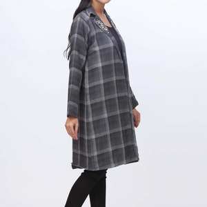 Abrigo de cuadros de franela gris talla XS PW3194 - Product Image 2